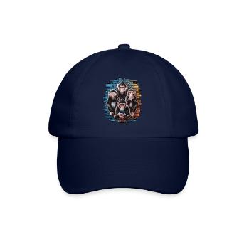 Weise Affen Mit Handy Lustiges Multi Media Design - Baseballkappe - Blau/Blau - Vorne