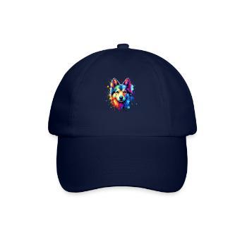 Éclaboussure colorée art suédois Vallhund Västgötaspets - Casquette classique - bleu/bleu - Devant