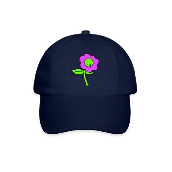 Lila Blume Frühling Sommer Natur Lustiges Gesicht - Baseballkappe - Blau/Blau - Vorne
