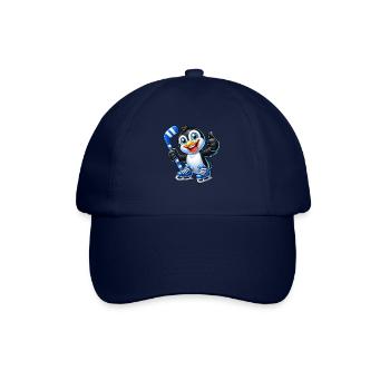Coole Pinguin Eishockeyspieler Comic - Baseballkappe - Blau/Blau - Vorne