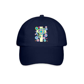 Cross Jesus Crosses Flowers Heart Hearts Crosses - Baseball Cap - blue/blue - Front