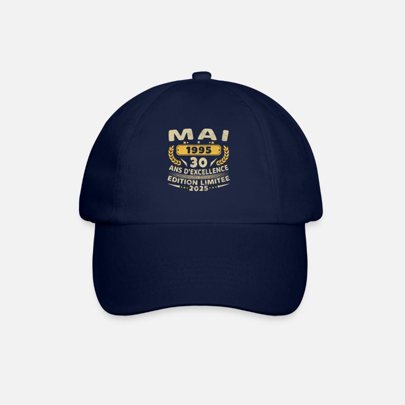 30 Jahre Vintage Mai 1995 Geburtstagsgeschenk - Baseballkappe - Blau/Blau