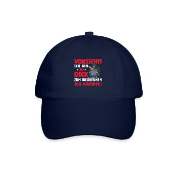 Vorsicht Ich Bin Zu Dick Zum Wegrennen Ich Kämpfe - Baseballkappe - Blau/Blau - Vorne