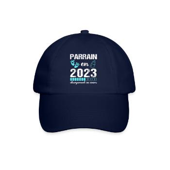 Parrain en 2023 annonce naissance bébé cadeau - Casquette classique - bleu/bleu - Devant