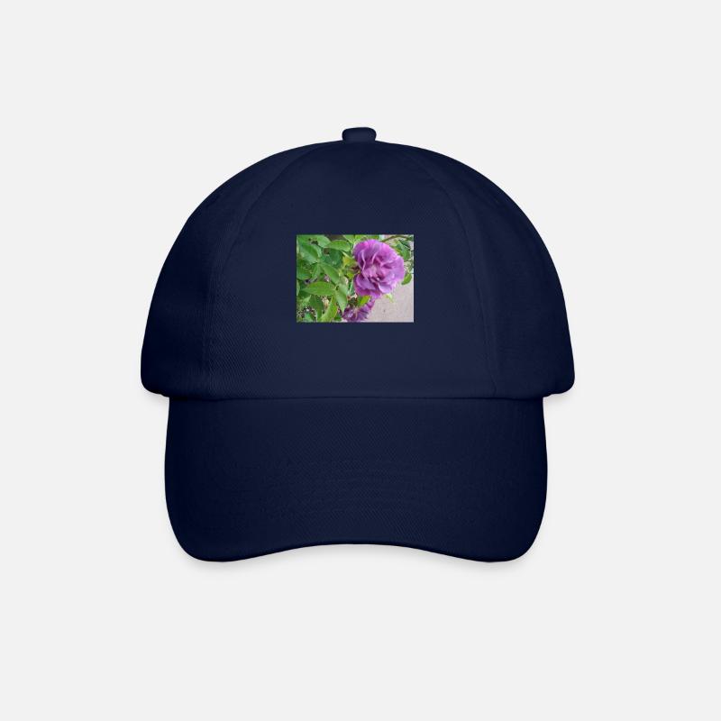 Fleur de rose violette - feuilles vertes - Casquette classique - bleu/bleu