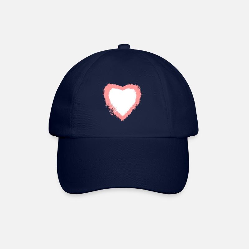 Rosa weißes Herz - Baseballkappe - Blau/Blau