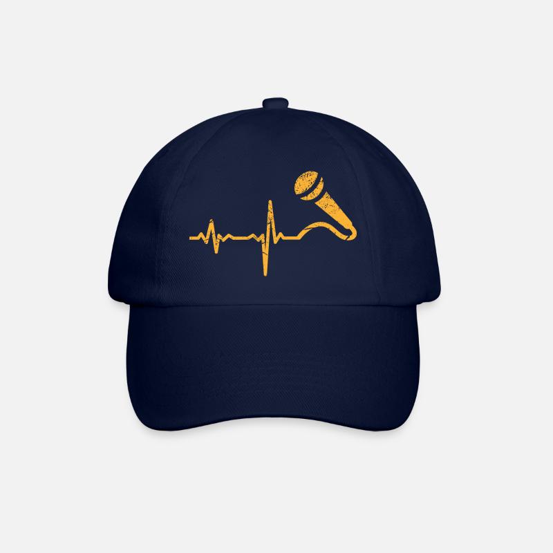 Geschenk Heartbeat Sänger Mikrofon - Baseballkappe - Blau/Blau