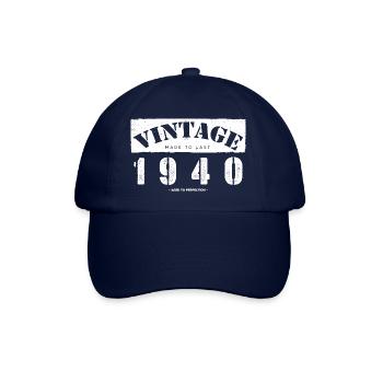 83 ans : Vintage Classique 1940 83ème anniversaire - Casquette classique - bleu/bleu - Devant