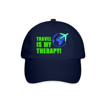 travel is my therapy - Baseballkappe - Blau/Blau - Vorne