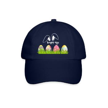 Bunte Ostereier in einer Wiese und Hasenohren - Baseballkappe - Blau/Blau - Vorne