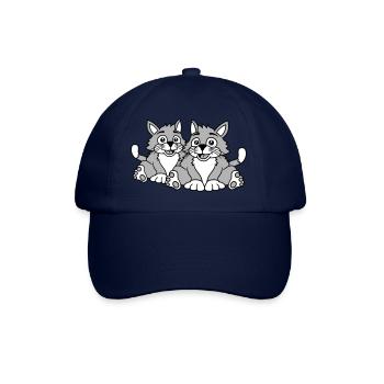 Deux chats heureux 2 amis Couple Équipe Couple - Casquette classique - bleu/bleu - Devant