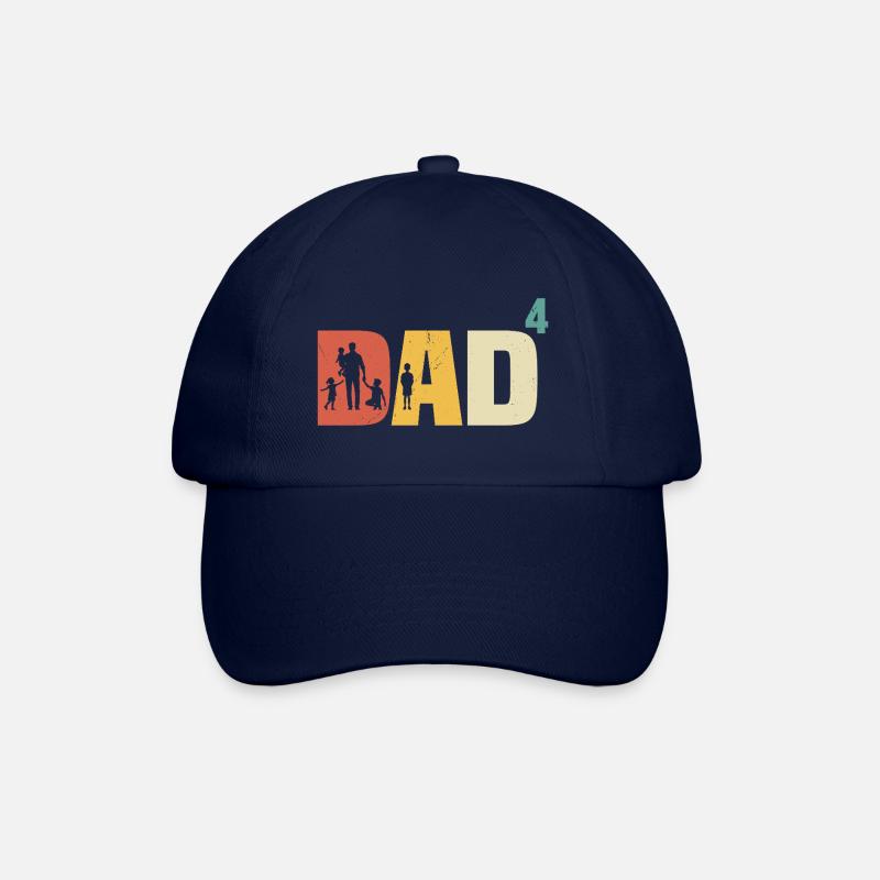 Dad hoch 4 Vater 4 Kinder vierfacher Papa Geschenk - Baseballkappe - Blau/Blau