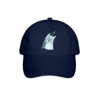 Chat d’anniversaire avec bougie - Joyeux anniversaire - Casquette classique - bleu/bleu - Devant