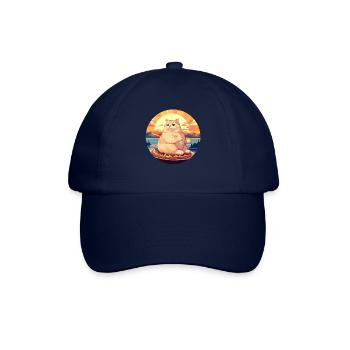 Sonnenuntergangs-Schmaus: Mollige Katze genießt - Baseballkappe - Blau/Blau - Vorne