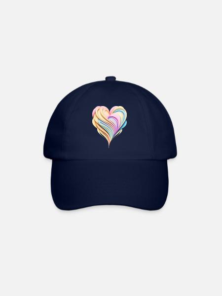 Pastellregenbogenherz in 3D-Optik - Baseballkappe - Blau/Blau
