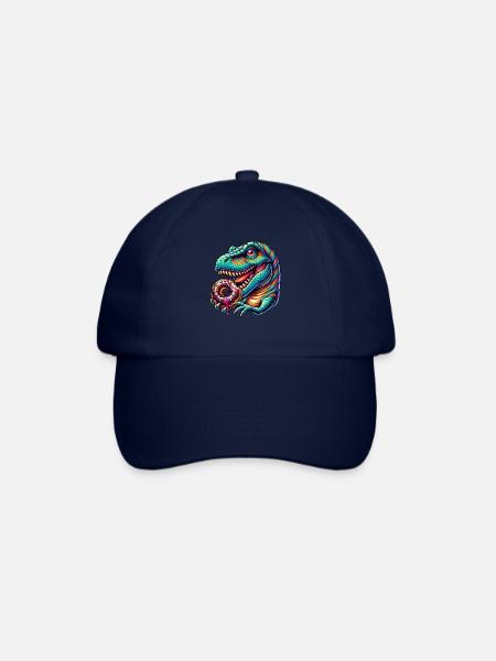 Süßer Dino T-Rex Donut Regenbogen Süßigkeit bunt - Baseballkappe - Blau/Blau