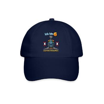 Ich bin 6 und liebe Dampflok - Baseballkappe - Blau/Blau - Vorne
