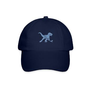 T-Rex Dino Eishockeyspieler Silhouette - Baseballkappe - Blau/Blau - Vorne