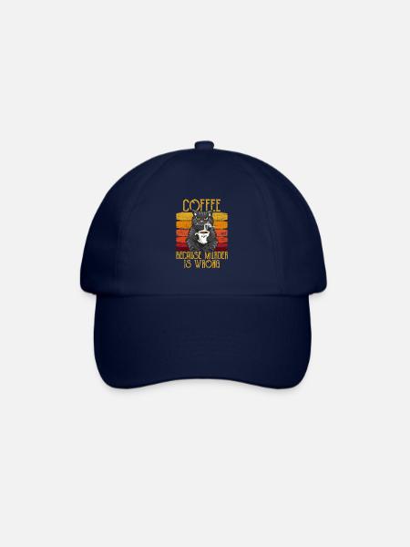 Coffee because Murder is wrong Kaffee Katze retro - Baseballkappe - Blau/Blau