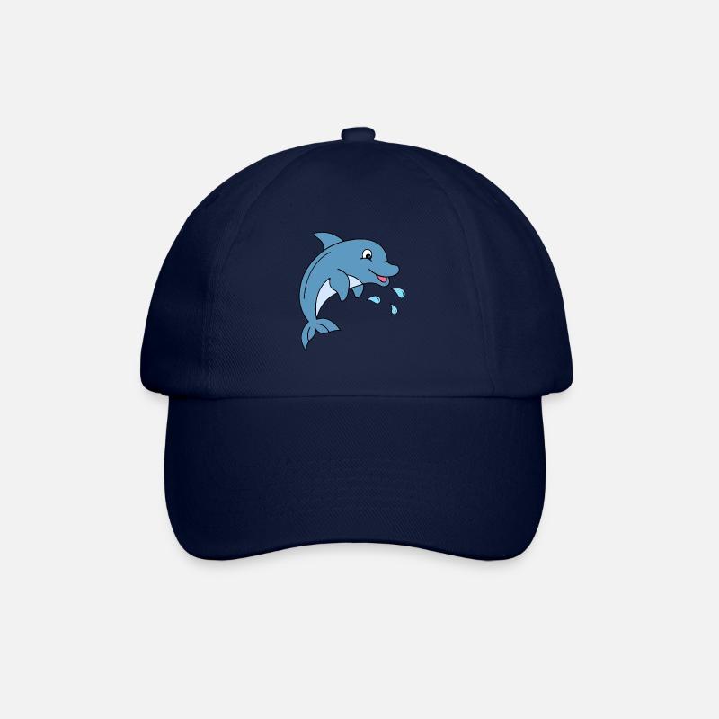 Delfin mit Wassertropfen - Baseballkappe - Blau/Blau