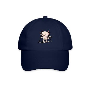 Cute axolotl skiing in winter in the - Baseball Cap - blue/blue - Front
