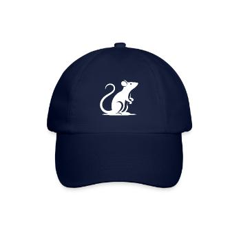Minimalistische Ratte Maus Silhouette - Baseballkappe - Blau/Blau - Vorne