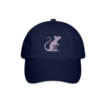 Minimalistische Ratte Maus Silhouette - Baseballkappe - Blau/Blau - Vorne
