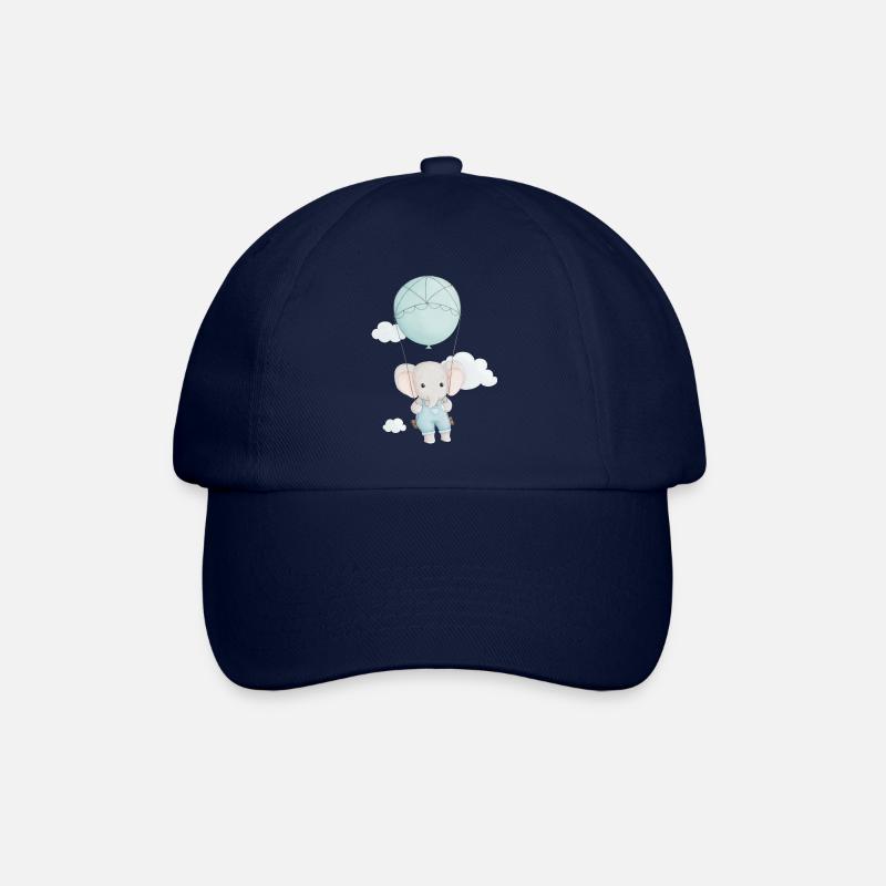 niedlicher Elefant auf einer Schaukel - Baseballkappe - Blau/Blau