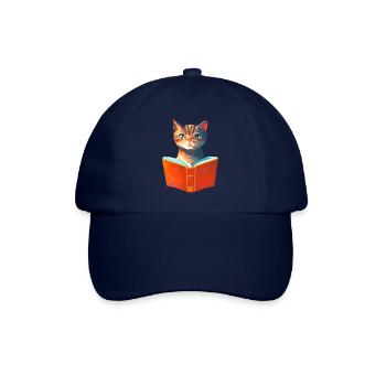 Cat Books Domestic Cat Reading Cat Book Kitten - Baseball Cap - blue/blue - Front