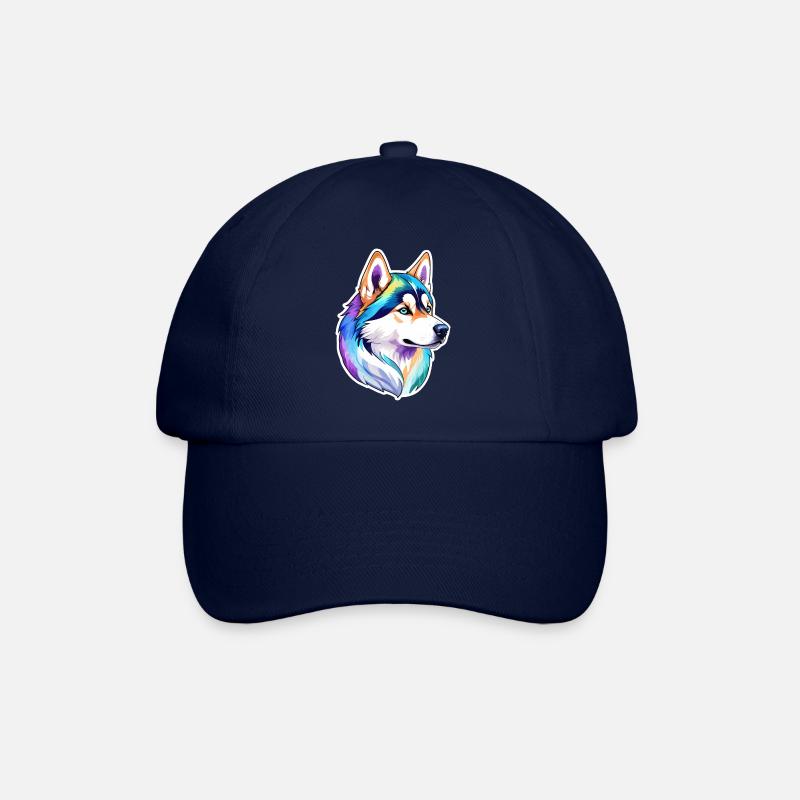 Siberian Husky Wasserfarben - Baseballkappe - Blau/Blau