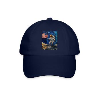 astronaut on moon with us flag - Baseball Cap - blue/blue - Front