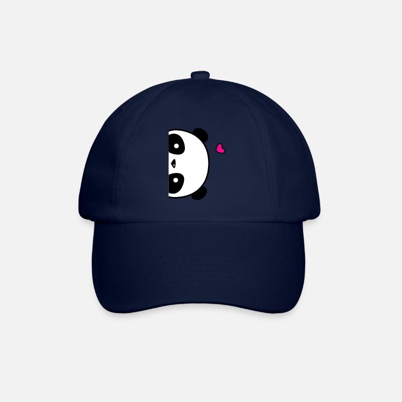 Süßes Panda Poster mit Herz - Baseballkappe - Blau/Blau