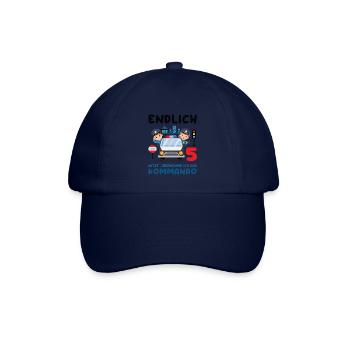Kinder 5. Geburtstag Endlich 5, Polizei - Baseballkappe - Blau/Blau - Vorne