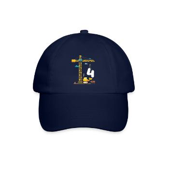 Children 4th birthday boys with crane and excavator, - Baseball Cap - blue/blue - Front