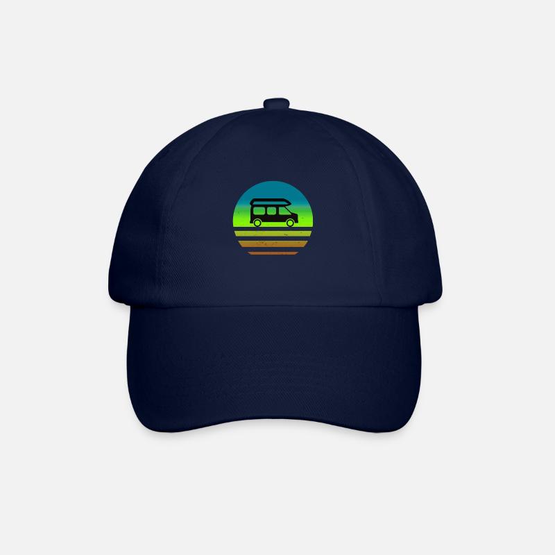 Camper Van Retro Sonnenuntergang Vintage Campervan - Baseballkappe - Blau/Blau