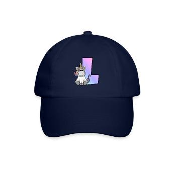 Einhorn Buchstabe L - Baseballkappe - Blau/Blau - Vorne