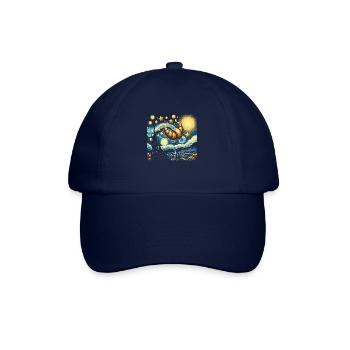 French Croissant Art - Funny Gift - Baseball Cap - blue/blue - Front