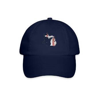 Michigan (USA) | echter Baseball | Landkarte Scpt - Baseballkappe - Blau/Blau - Vorne