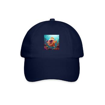 Flossen hoch! Lustiger Fisch mit Sonnenbrille - Baseballkappe - Blau/Blau - Vorne