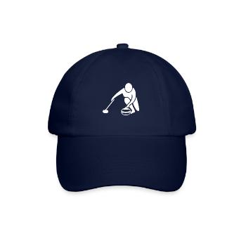 Minimalistisches Curling Silhouette Sport - Baseballkappe - Blau/Blau - Vorne
