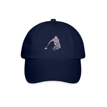 Minimalistisches Curling Silhouette Sport - Baseballkappe - Blau/Blau - Vorne