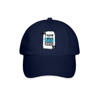 awesome cat humor birthday present idea bow tie - Baseball Cap - blue/blue - Front