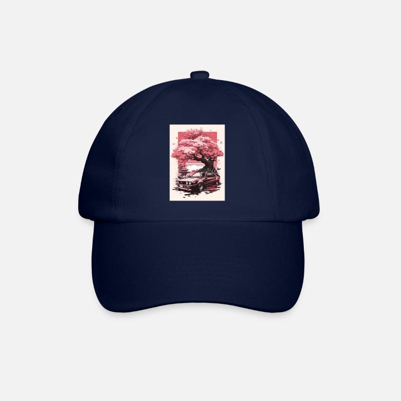 Vintage Sakura Kirschblüten Baum Auto - Baseballkappe - Blau/Blau