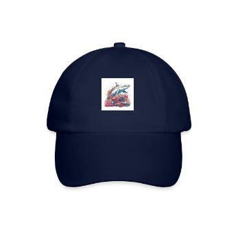 shark swims in the coral reef - Baseball Cap - blue/blue - Front