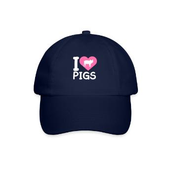 I Love Schweine Herz Schweinchen Silhouette Liebe - Baseballkappe - Blau/Blau - Vorne