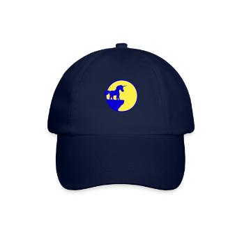 Unicorn Cliff Moon Mountain Round Night Cute Silhouette - Baseball Cap - blue/blue - Front