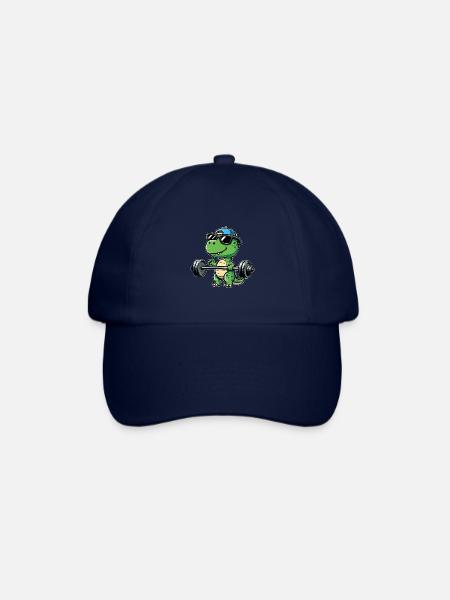 T-Rex Workout: Dinosaurier Bankdrücken für - Baseballkappe - Blau/Blau