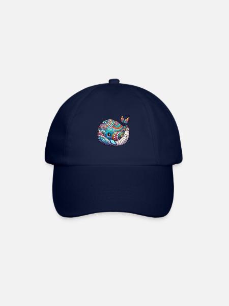 Künstlerisch Bemalter Wal Schlüpft aus Osterei - Baseballkappe - Blau/Blau