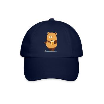 Mignon ours en peluche avec de la bière - Casquette classique - bleu/bleu - Devant