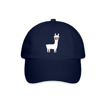 Llama Nerd Geek Horn-Rimmed Glasses Smart Funny Grimace - Baseball Cap - blue/blue - Front